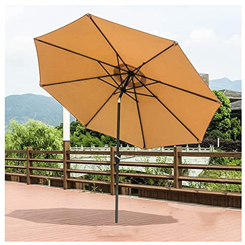 NSTVVEE Runder Gartenschirm mit Kippfunktion, 300 cm wasserdichter Sonnenschirm mit Kurbel-Sonnenschutz, Tisch-Marktschirm für Strand, Pool, Terrasse, Garten, gut (Gelb A)