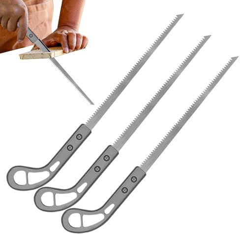 Lot de 3 scies à élaguer portables d'extérieur avec poignée antidérapante et dents fines pour le camping, la randonnée