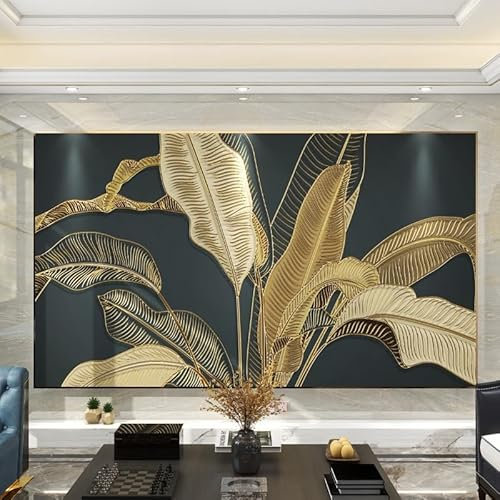 Carta da parati 3D in tessuto non tessuto con foglie di banano, carta da parati simile alla seta, per soggiorno, camera da letto, decorazione moderna per la casa, 60 cm (altezza) x 120 cm (larghezza)