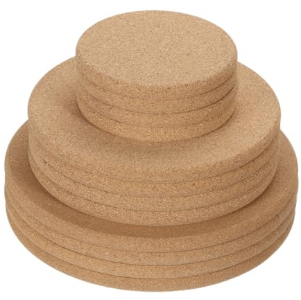 PATIKIL Multi Size 10mm Dicke Korkuntersetzer 12 Stück runde Korkuntersetzer Kork-Heißunterlagen für Getränke, Geschirr, Töpfe, Pfannen, Pflanzgefäße, Glaswaren, DIY-Handwerk