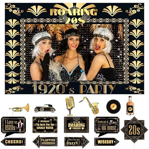 LaVenty Gatsby Party Photo Frame Roaring 20s Photo Booth Requisiten | Roaring 20s Photo Booth Requisiten 1920er Jahre Fotostand Requisiten Roaring 20s Party Requisiten Party Dekorationen der