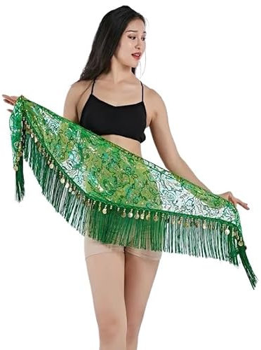 Traje Danza Oriental Pañuelo de cadera for danza del vientre, accesorios de baile, pañuelos de cadera con borlas de encaje for mujer, faldas de tul multicolor for actuaciones en el escenario for niñas