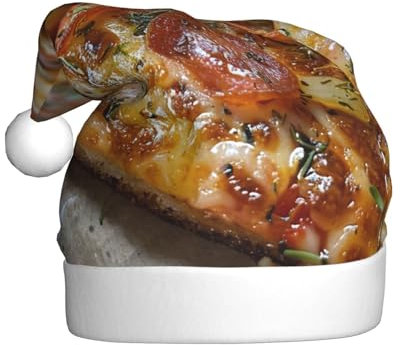 ERSDWRE Tasty Pizza Weihnachtsmütze, Weihnachtsmannmütze, Erwachsene, Weihnachtsmütze für Neujahr, festliche Party, Kopfschmuck, Zubehör