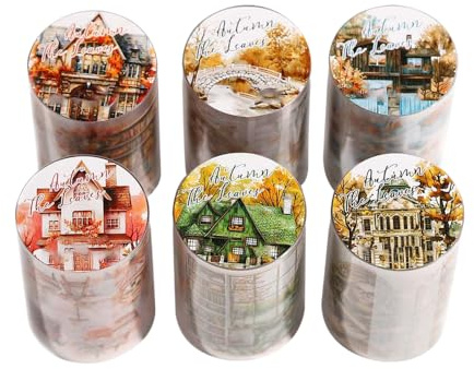 DONGKER Washi Tape Set, 6 Rollen Blumen Pflanzen PET Wide Washi Tapes, Transparent Dekoratives Scrapbook-Aufkleber für Junk Journaling, Scrapbooking, Basteln, DIY-Projekte, Tagebücher, Künstlerbedarf