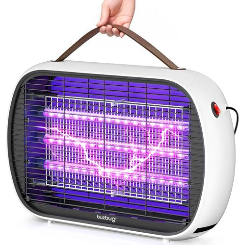 Buzbug Upgraded MA015PLUS - Bug LED Zapper per interni, durata 10 anni, 3 lampade sostenibili meno energia, 3800 V, potente elettrico zanzara Zapper, resistente trappola per zanzare