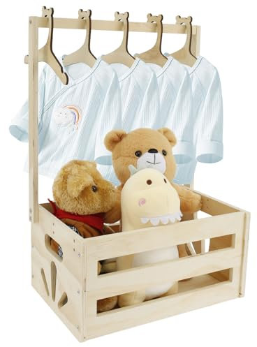 HuhWafee Boîte de rangement en bois pour fête prénatale, armoire avec poignée, pratique, panier de rangement décoratif, multi-usage, panier cadeau pour garçons et filles, grossesse, nouveaux parents