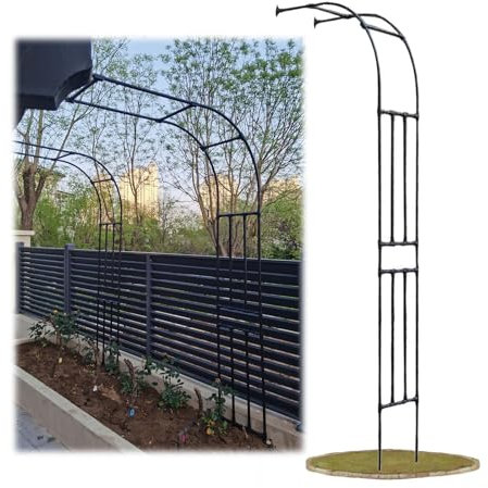 Arco da Giardino Metallico a Mezza, Struttura per Matrimonio a Mezza Arco, 120 cm, 180 cm, 220 cm, 260 cm, 300 cm Roseto Pergolato per Piante Rampicanti, Giardino Esterno, Cortile(Nero,W 240 X H 240 C