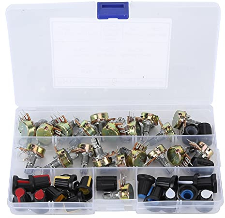 Respicefinem 80 Teiliges Potentiometer Set Mit Fur Steuerung Enthalt B5K B10K B20K B50K Und B100K Lineare Abstufung Fur Gitarrenverstarker Und Weitere Anwendungen
