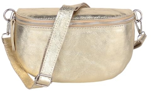 MIRROSI® Bauchtasche Damen, Made in Italy, Echtleder Umhängetasche Echtes Leder, Brusttasche, Crossbody Bag aus Echtem Leder, in 3 Größen erhältlich