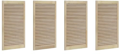 vidaXL Armadio di Stoccaggio Rustico Naturale 110 x 59,5 cm - Set da 4 in Pino Massello con Porte A Persiana Marroni, per Uso Interno, con Ripiani Regolabili. Assemblaggio Richiesto. Ideale per la C