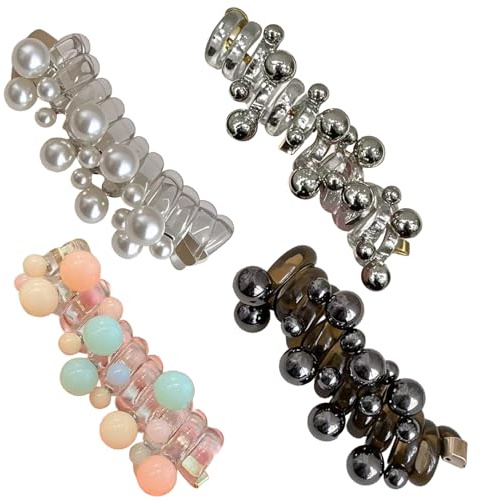 4 piezas espiral para el cabello, sin daños, lazos de cabello elástico suave, bobinas espirales coloridas para accesorios de cola de caballo gruesas para mujeres accesorios de perlas para niñas