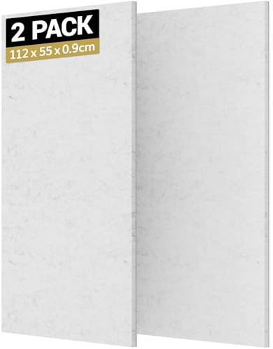 TONOR Paneles Decorativos para Pared, 2 Paneles 112x55 cm, Panel Acusticos Autoadhesivos para la Decorativo de Paredes Interiores, Estudio, Sala de Estar, Oficina, Gris Claro