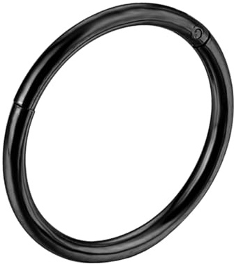 Angoily Anillo de Nariz de Titanio Negro 10mm, Pendiente Circular Creativo para Piercing Nasal, Aro Perforante de Acero E Hipoalergénico para Mujer, Joyería de Moda para Uso Diario