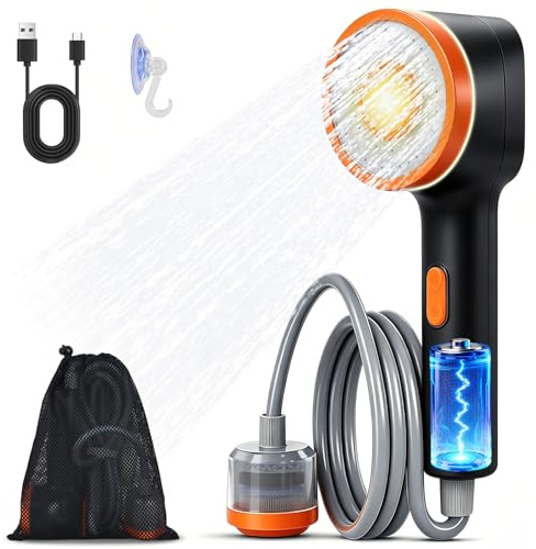 Camping Dusche mit Pumpe & Licht Tragbare Mobile Campingdusche mit Filter
