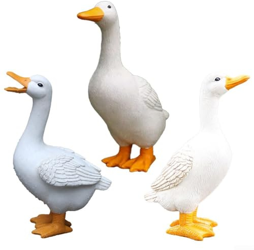 Canard d'eau en résine, statue réaliste pour fontaine de jardin, décoration de pompe, décoration d'extérieur pour étang, cour, blanc, 38 x 19 x 27 cm (#1)