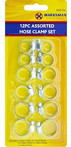 12 Piece Hose Clamp Jubilee Clip Set (16, 18, 23, 25, 27mm)