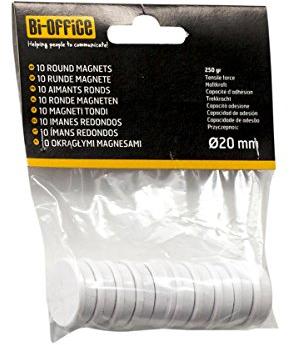 Bi-Office - Imanes para Pizarra, 20 mm, Blanco, Paquete de 10