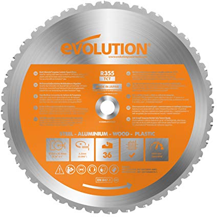EVOLUTION POWER TOOLS 677355 Hoja de Sierra, 0 W, 0 V, Multicolor, 355mm