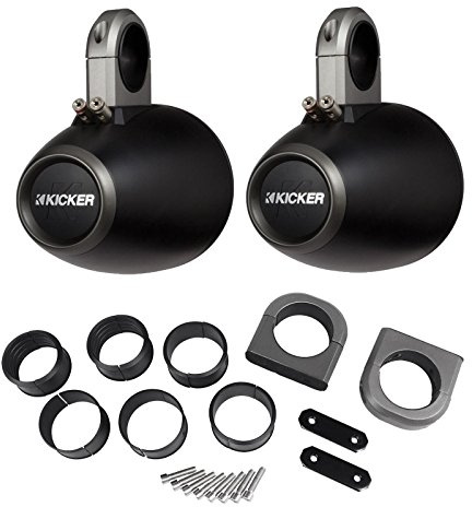 KICKER 12KMTES Pair of Wake Tower/Roll Bar Speaker Enclosures, Black