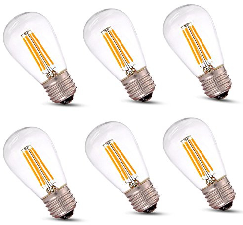 ST45 Glass Bulb ,E26 Base 110V ,Dimmable ,4W LED Filament Bulb , 2700K , 110 Watt Equivalent - 6Pack