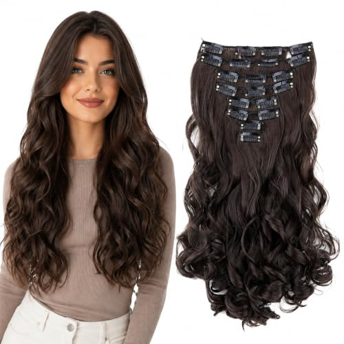 CAISHA XXL 8er CLIP IN EXTENSIONS Haarteil Dunkelbraun CES204-1