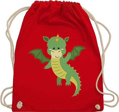 Shirtracer Turnbeutel Rucksack - Tiermotiv Animal Print - Drache - Unisize - Rot - kindergartentasche kinderrucksack tier tiermotive drachen juterucksäcke beutel für kindergarten tiere tiermotiven
