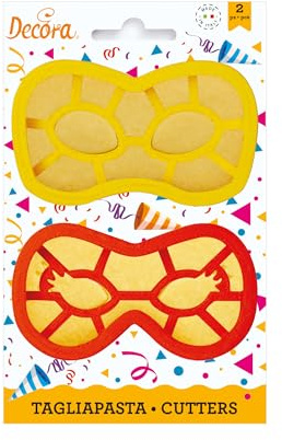 DECORA, Kit de Cortadores de Máscaras de Carnaval, 2 Piezas, Cortadores de Masa, MÁSCARAS REDONDEADAS, Amarillo
