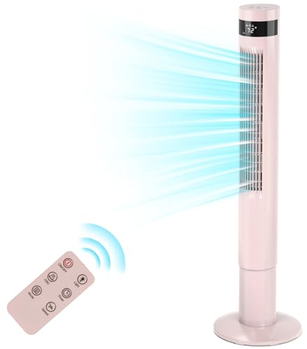 Antarctic Star Tower Fan Portable Floor Fans 85°Oscillating Fan 43'' Quiet Cooling 12H Timer Remote Control Standing Bladeless Electric 3 Speeds Wind 3 Modes Bedroom Office(43 inch, Pink)