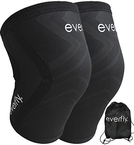 Everfly Ginocchiere Cross Training Powerlifting 5mm - 1 paio - Palestra Menisco e Leggere - Neoprene SCR Nero - Sportiva Muscolazione - Uomo Donna - Bodybuilding Tutore Ginocchio (S, Nero) | Compressione e supporto per squat, sollevamento pesi, fitness, powerlifting, palestra e calistenia.