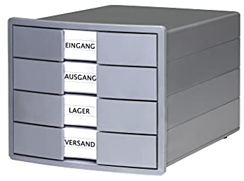 HAN 10128-18 Schubladenbox, Grau, 4 Schubladen