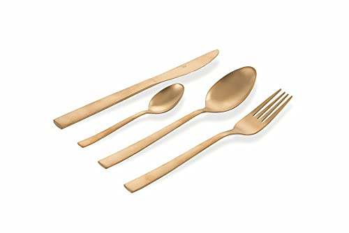 Modernes Besteck-Set, 24-teilig, aus poliertem Stahl