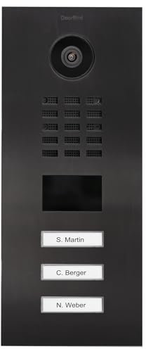 DoorBird D2103V IP Video Türstation für 3 Wohn-/Gewerbeeinheiten | Video-Türsprechanlage mit 3 Ruftasten, RFID, HD-Video, Bewegungssensor, in Titan-Optik gebürstet