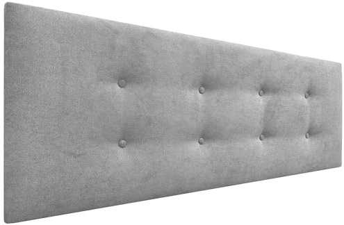 DHOME Cabecero de Polipiel o Tela AQUALINE Pro con 2 hileras de Botones Cabezal tapizado Cama Lujo (Tela Gris, 135x50cm (Camas 120/135/140))