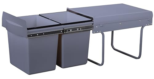 KITCHEN MOVE Pattumiera da incasso scorrevole da cucina, 2 scomparti, 36L (2 x 18L) HYPE con secchio