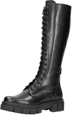 WOJAS - Damenstiefel | Hohe und Geschnürte | Dicke Sohle | Naturleder | Komfortables Futter | Reißverschluss | 71019-51 - Schwarz, Größe 37