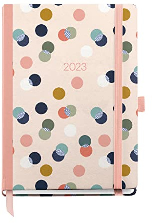 Miquelrius - Jahreskalender 2023 - Tag Seite - Journal Größe 122 x 168 mm - Harte Abdeckung - Nähte Bindung - Spanisch, Englisch und Portugiesisch - Confeti, MR33034