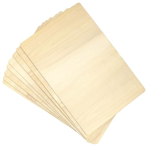 KOHAND 8 hojas de madera de álamo, 400 x 250 x 4,4 mm, hojas de modelo de madera sin acabar, cuadros de tablero de madera contrachapada de álamo en blanco para bricolaje, arte, manualidades, pintura,