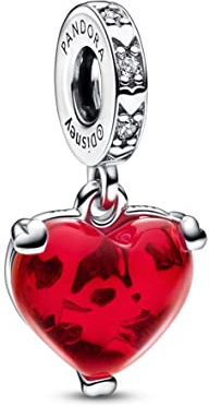 Pandora Disney Anhänger Micky und Minnie, Sterlingsilber, mit klarem Zirkonia und rotem Muranoglas