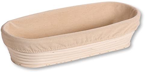 Kesper | Cestino da lievitazione, materiale: rattan, fodera in tessuto (rimovibile), dimensioni: 35,5 x 15,5 x 9 cm, colore: naturale | 19633