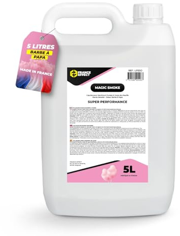 France Effect Magic Smoke® 5L Liquide à fumée parfumé à la barbe à papa - Liquide fumée haute densité pour les machines à fumée - Parfait pour les événements et les attractions - Fabriqué en France