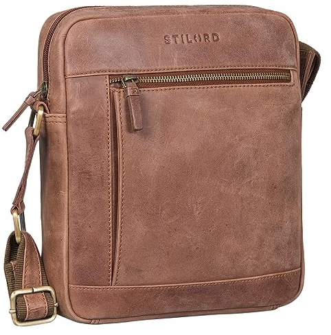 STILORD Alwin Umhängetasche Herren Leder Schultertasche Männer Tablettasche 10 Zoll Vintage Crossbody Bag Echtleder Retro Tasche Leder Farbe:Messina - braun
