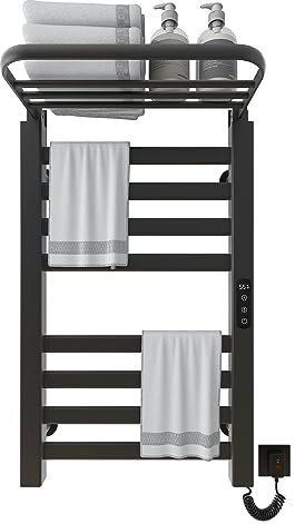 Scaldasalviette Termoarredo 200W,Controllo Touch Scaldasalviette Elettrico,Tempistiche 1-9 Ore,Regolazione Della Temperatura 30-70°, 450x750mm,4 Modalità Scalda Asciugamani Elettrico Da Parete,Nero