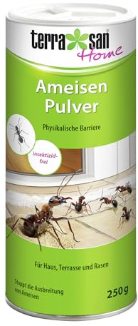 terrasan Home Ameisen Pulver 250 g, Weiß | Physikalische Streubarriere auf Basis natürlicher Mineralien, stoppt Ausbreitung, für Innen und Außen