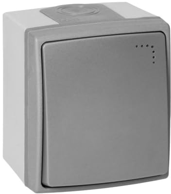 Miratic Interruttore Luce Muro On Off Singolo IP55 Grigio Grafite (Con Retroilluminazione)