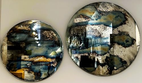 Dirk Davids Leuchten GmbH Spiegel Wandspiegel Antik Marmoriert Deko Bild 2er Set Ø41-Ø51 cm