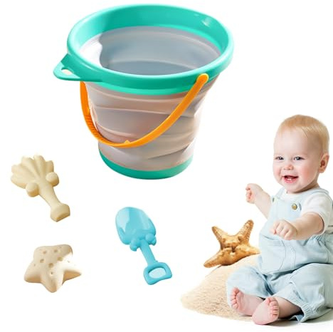 ACAREY Strandspielzeug Set Faltbarer Sandspielzeug Faltbarer Strandeimer Eimer Sandförmchen for Kinder, Sandkasten Spielzeug Wasserspielzeug Sandschaufel Sandeimer Für Sandkasten Pool Camping (Grün)