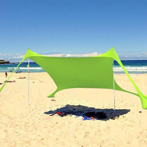 Beach Tent, Beach Tent Sun Protection, Beach Parasol UV Protection, Sun Canopy Awning for Camping Trips, Beach Tent Sun Protection Beach Shelter with Sand and Aluminium Poles, Carry Bag
