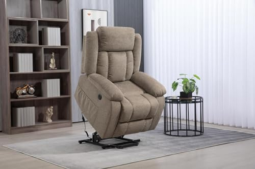 DUPI Sillón Relax Eléctrico California | Elevable y Reclinable con Motor | Fácil Montaje en 2 Minutos | Sistema Antivuelco | 100% Poliéster (Capuchino)