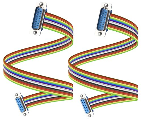 JSADZKJ DB15 RS232 Serielles Verlängerungskabel Männlich zu Weiblich D-SUB 15-Pin Stecker gerade durch Kabel 1.6FT DB15 Serielles Kabel für Computer Drucker Scanner 2Pcs (männlich zu weiblich)