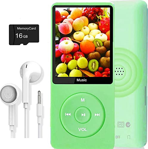 MP3-Player, Musik-Player mit 16GB Micro SD Karte, Ultra Slim Musik-Player mit eingebautem Lautsprecher, Photo Viewer, Video Play, FM Radio, Voice Recorder, E-Book Reader